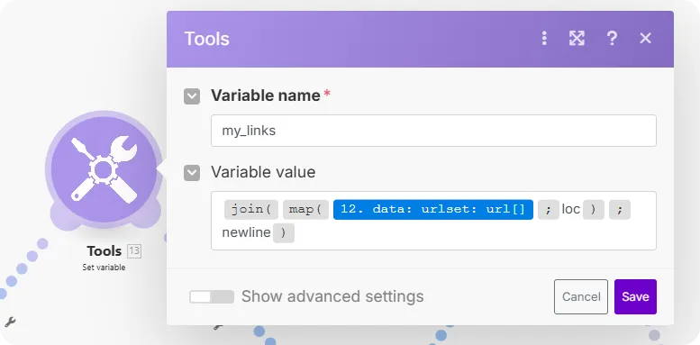 Store Internal Links Variable
