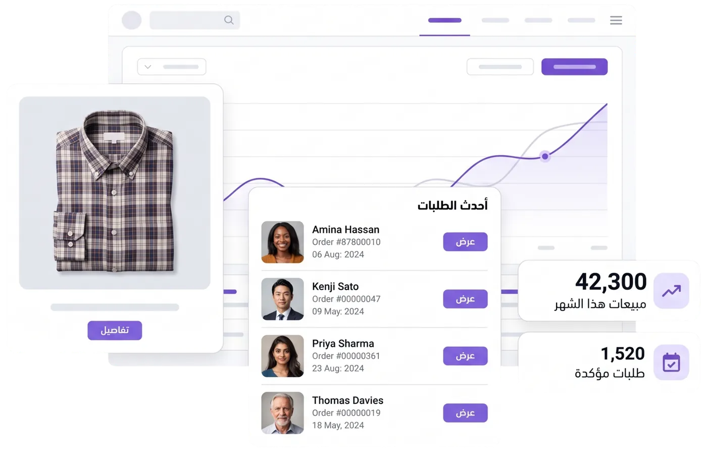 معاينة متجر إلكتروني: منتجات وطلبات ومبيعات